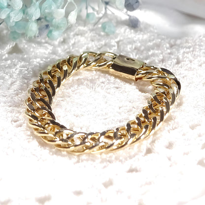 18K Cuban Chain Link Ring, Minimalist Statement Ring, Birthday Jewelry For Her. Stackable Gold Rings, Luxury Ring. Long Lasting - no plating