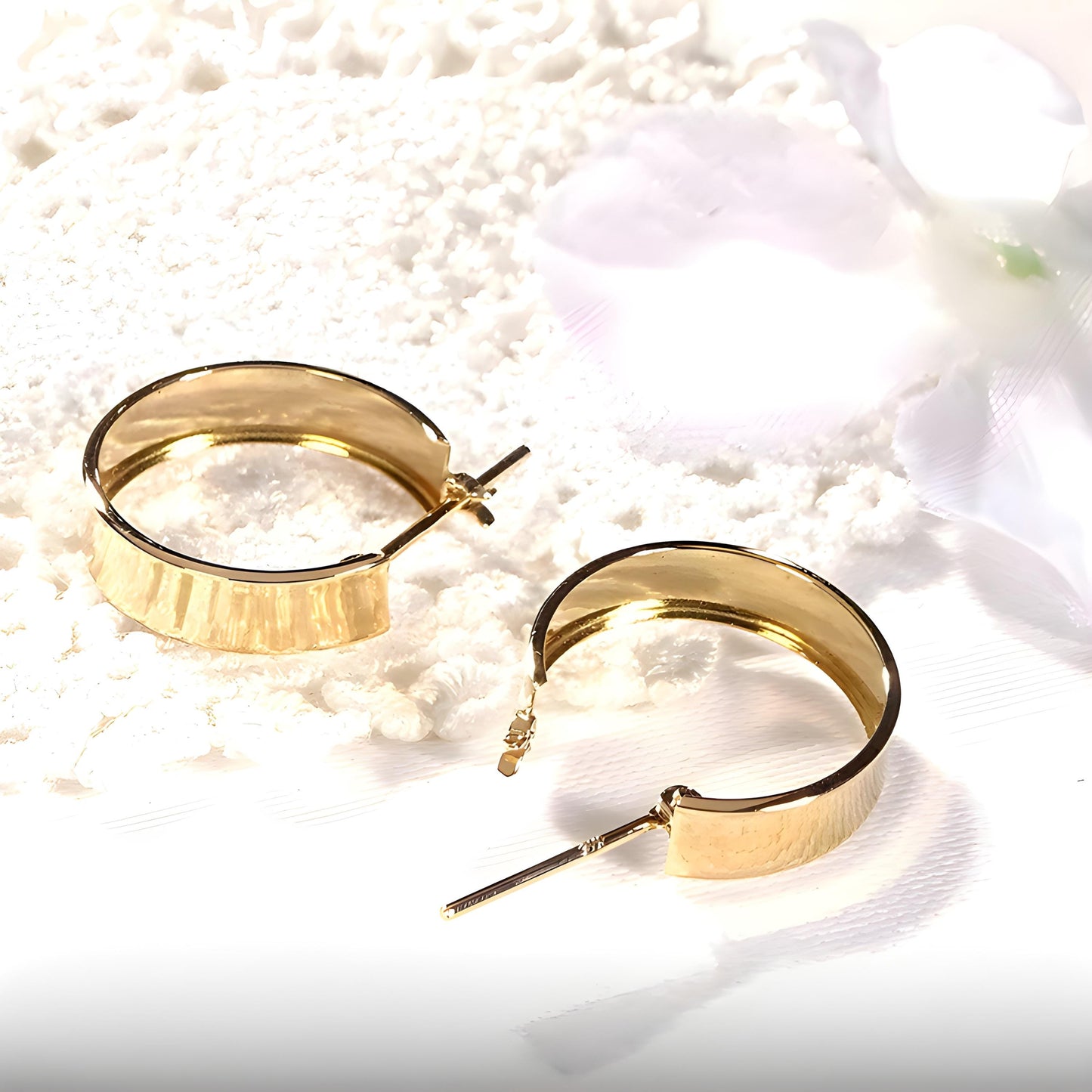 18K Gold Huggies Hoop Earrings, No Plating or Coating, Statement Jewelry For Her. Graduation Gift for Her. Luxury Huggies. Sturdy Earrings