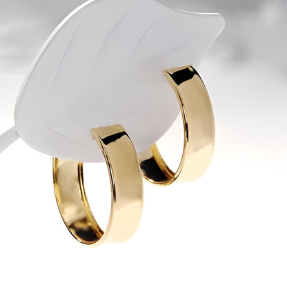 18K Gold Huggies Hoop Earrings, No Plating or Coating, Statement Jewelry For Her. Graduation Gift for Her. Luxury Huggies. Sturdy Earrings
