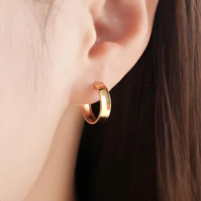 18K Gold Huggies Hoop Earrings, No Plating or Coating, Statement Jewelry For Her. Graduation Gift for Her. Luxury Huggies. Sturdy Earrings
