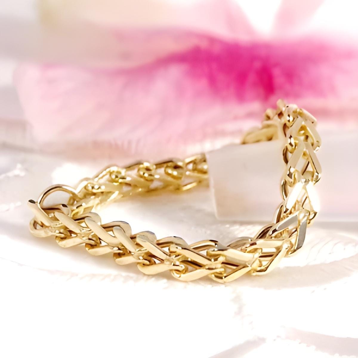 18K Yellow Gold Foxtail Chain Ring, No Plating or Coating, Dainty Stackable Gold Ring, Minimalist Jewelry Gift for Her. Luxury Ring for Wife