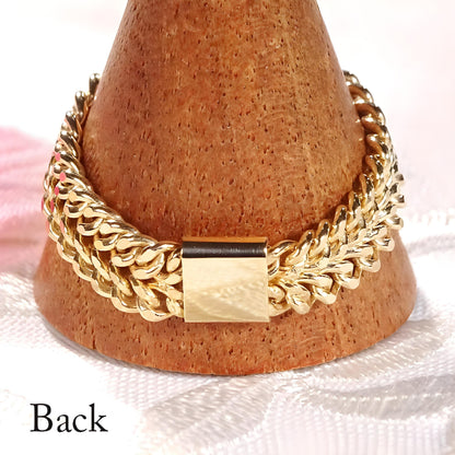 18K Gold Cuban Chain Ring, No Plating or Coating, Flexible Two Row Curb Chain Ring, Unisex Band. Stackable Ring. Luxury Rings for Her