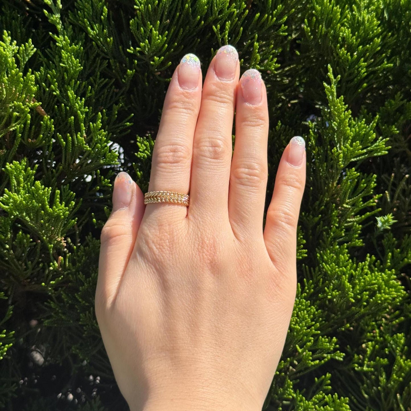 18K Gold Cuban Chain Ring, No Plating or Coating, Flexible Two Row Curb Chain Ring, Unisex Band. Stackable Ring. Luxury Rings for Her