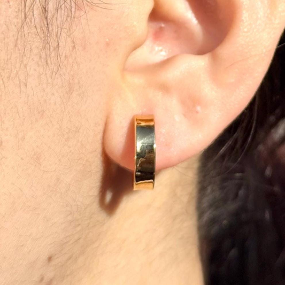 18K Gold Huggies Hoop Earrings, No Plating or Coating, Statement Jewelry For Her. Graduation Gift for Her. Luxury Huggies. Sturdy Earrings