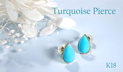 18K Natural Turquoise Stud Earrings, Teardrop Shape. Vibrant Blue Gemstone Studs, Chic Fine Jewelry. December Birthstone Jewelry. Solid Gold