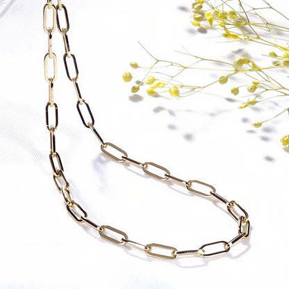 18K Paperclip Chain Bracelet, Minimalist Link Bracelet, No Plating or Coating, Stacking Bracelet for Women, Graduation Gift. Luxury Jewelry