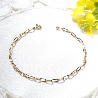 18K Paperclip Chain Bracelet, Minimalist Link Bracelet, No Plating or Coating, Stacking Bracelet for Women, Graduation Gift. Luxury Jewelry