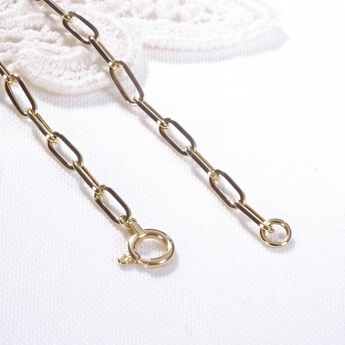 18K Paperclip Chain Bracelet, Minimalist Link Bracelet, No Plating or Coating, Stacking Bracelet for Women, Graduation Gift. Luxury Jewelry