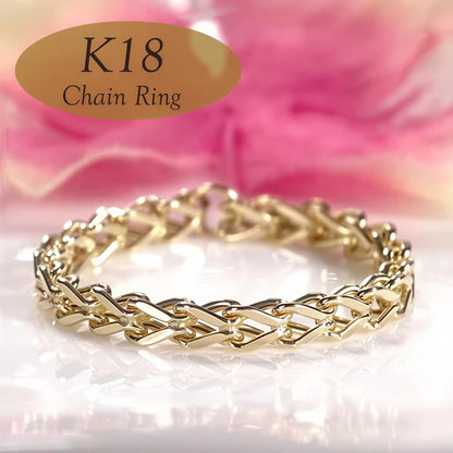 18K Yellow Gold Foxtail Chain Ring, No Plating or Coating, Dainty Stackable Gold Ring, Minimalist Jewelry Gift for Her. Luxury Ring for Wife