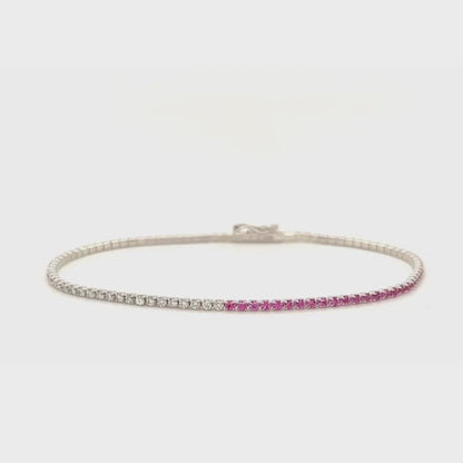 Half and Half Pink Sapphire Tennis Bracelet