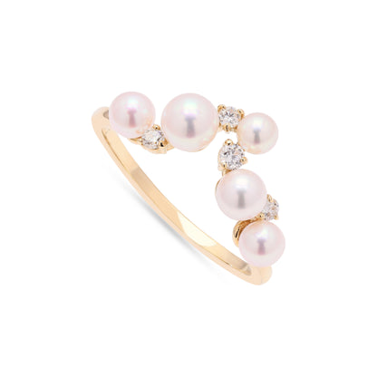 Alternating Pearl Dia Ring