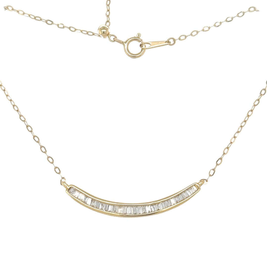 Radiant Smile Pendant - Row of tapered diamonds on a gently curved pendant in 18k yellow gold