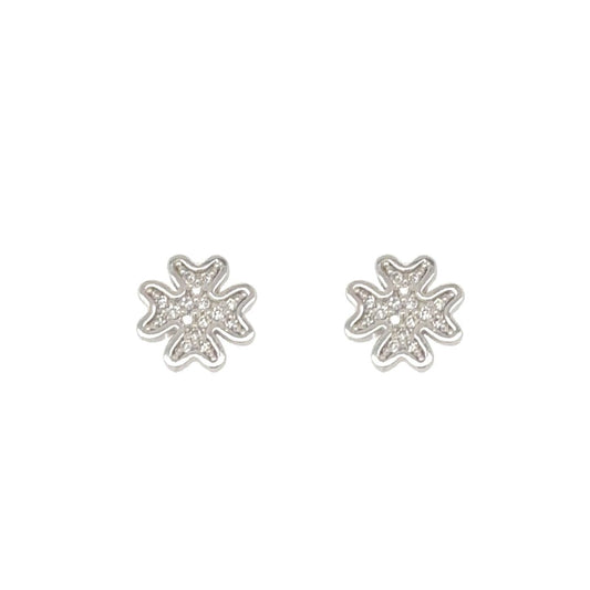 Clover Diamond Stud Earrings - 18k White Gold with Diamonds