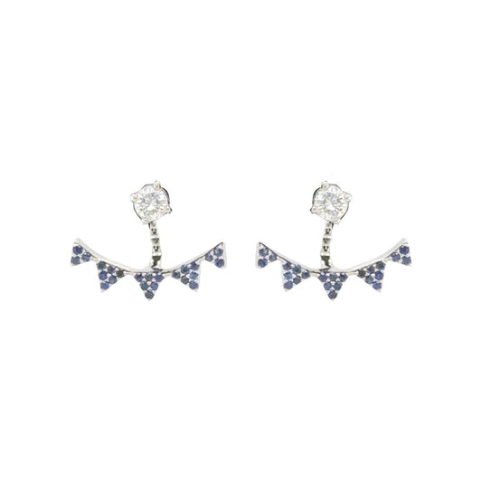 Diamond Crescendo Earrings - 18k White Gold with Diamonds and Sapphires