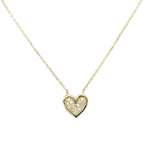 Love Diamond Pendant - Heart-shaped pendant adorned with a dazzling array of diamonds in 18k yellow gold.