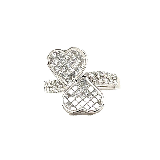 Enchanting Toi et Moi Ring with Two Hearts and Diamonds