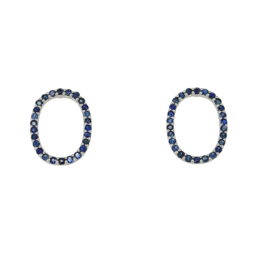 Oval Blue Sapphire Earrings - 18k White Gold with 0.40ct Blue Sapphires