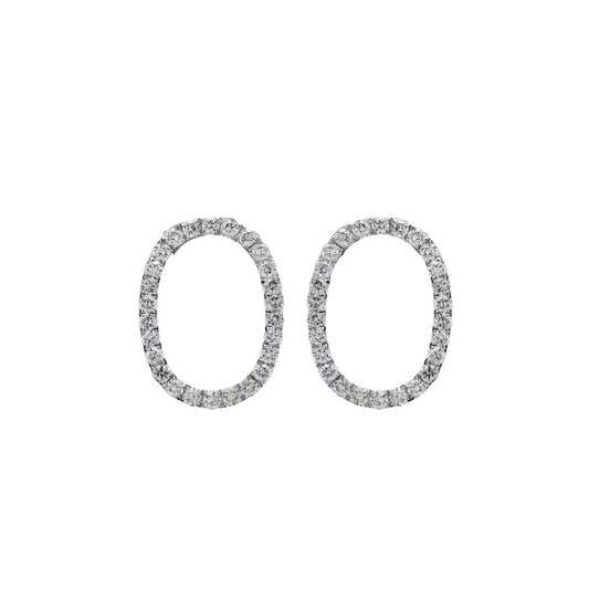 Oval Tennis Earrings - 18k White Gold with 0.57ct Diamonds