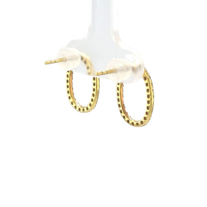 Oval Tennis Gold Diamond Earrings