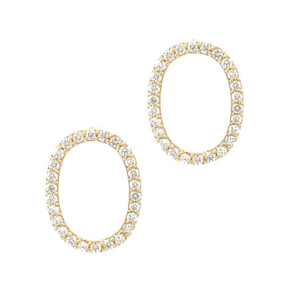 Oval Tennis Gold Diamond Earrings