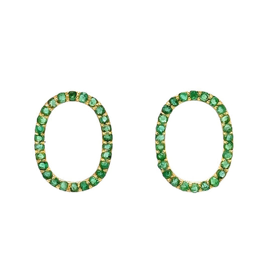 Luxurious Oval Emerald Earrings in 18k Yellow Gold - Rich Green Emeralds