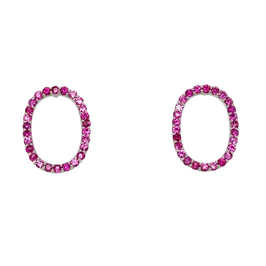 Oval Pink Sapphire Earrings - 18k White Gold with 0.33ct Pink Sapphires