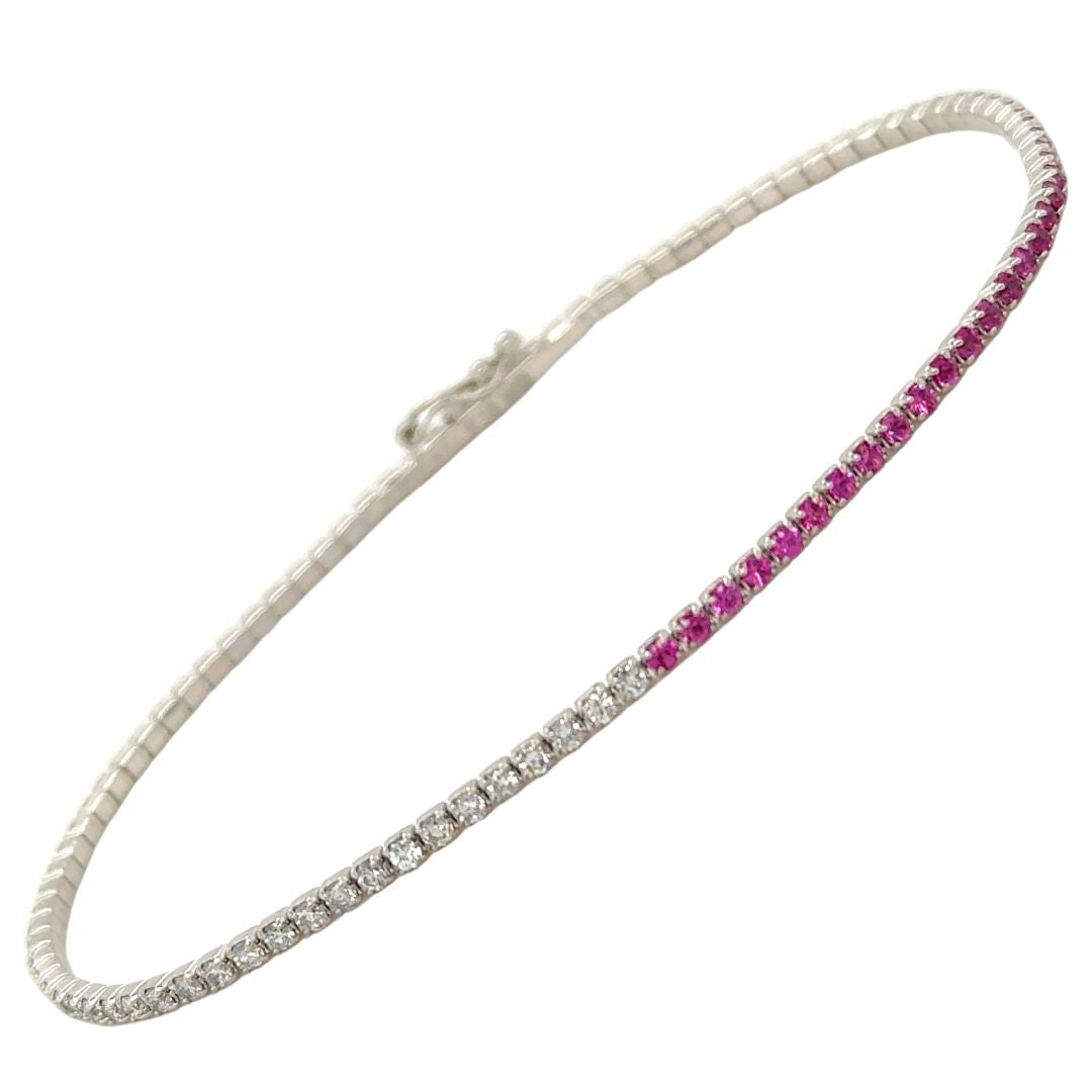 Half and Half Pink Sapphire Tennis Bracelet