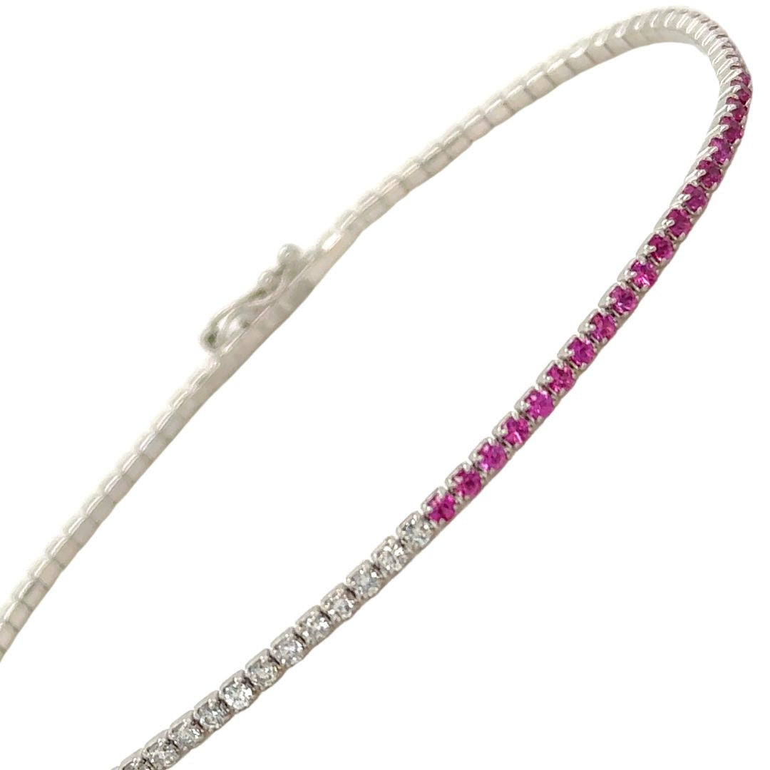 Half and Half Pink Sapphire Tennis Bracelet