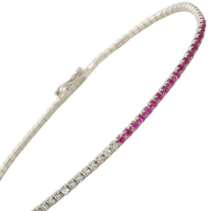 Half and Half Pink Sapphire Tennis Bracelet