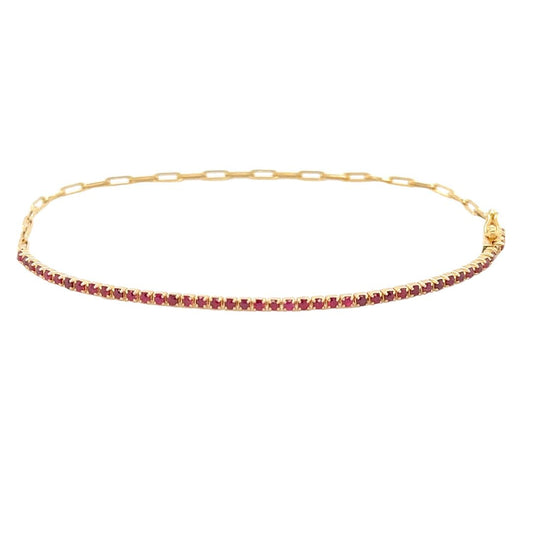 Ruby Paperclip Bracelet - 18k Yellow Gold with 0.78 ct Ruby. A harmonious blend of timeless sophistication and modern edge.