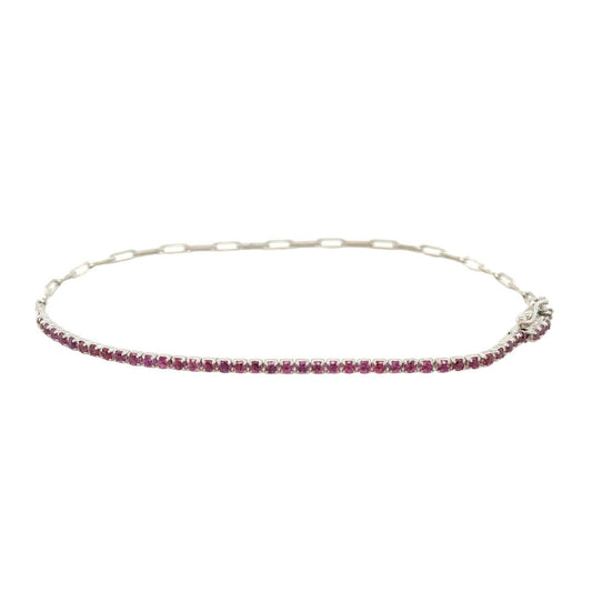 Rhodolite Paperclip Bracelet - 18k White Gold with 0.95 ct Rhodolite Garnet. A seamless fusion of timeless sophistication and contemporary allure