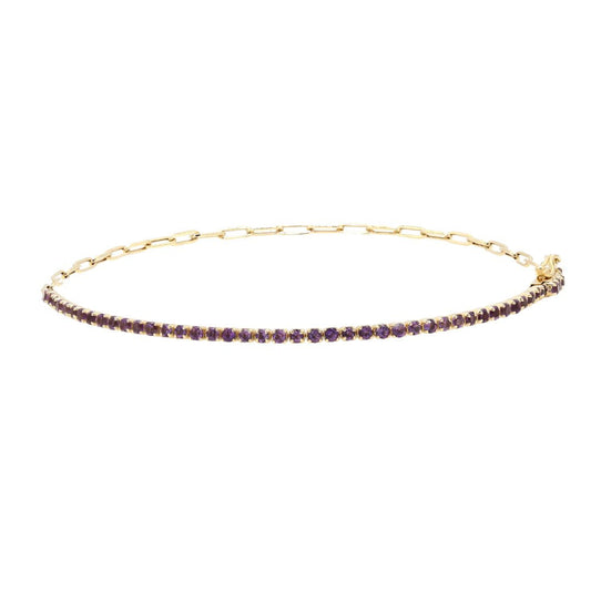 Amethyst Paperclip Bracelet - 18k Yellow Gold with 0.70 ct Amethyst. A graceful blend of timeless allure and modern sophistication.