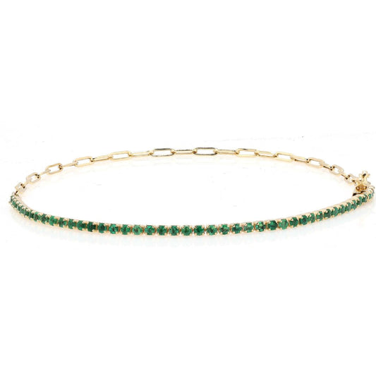 Emerald Paperclip Bracelet - 18k Yellow Gold with 0.72 ct Emerald. A luxurious fusion of timeless allure and contemporary sophistication.